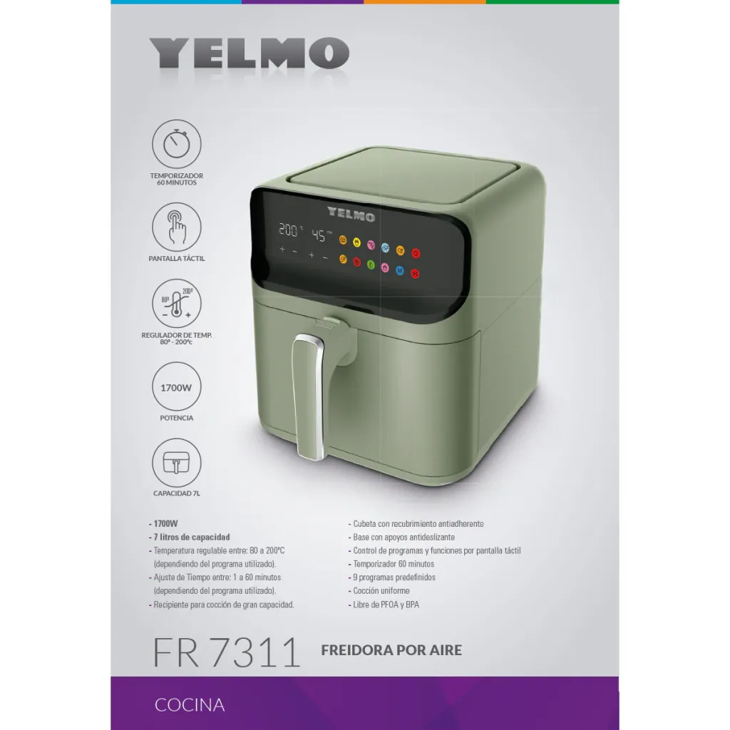 Freidora de aire Yelmo FR-7311 9lts.